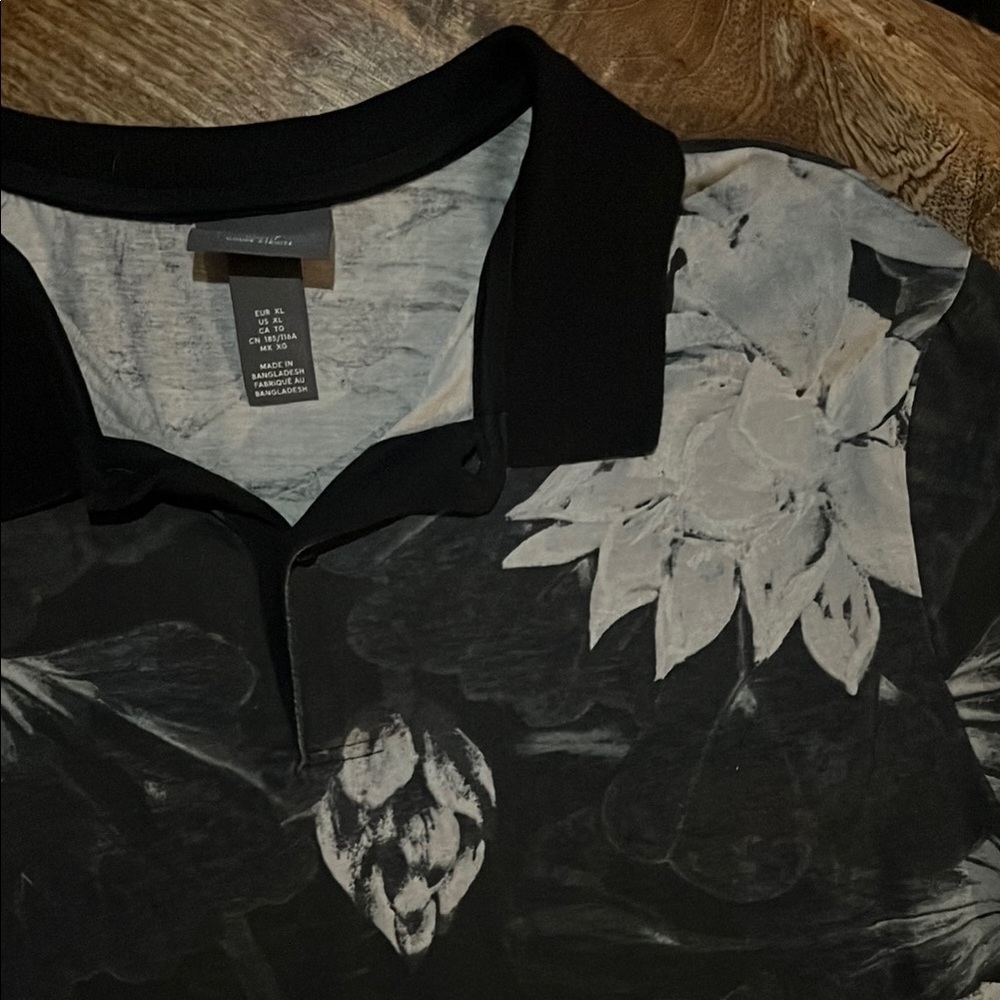 Floral Black Polo Shirt
